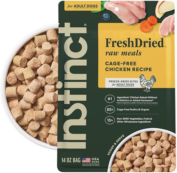 Instinct Freeze Dried Meals, Natural Dog Food, Cage-Free Chicken, 14 oz Bag