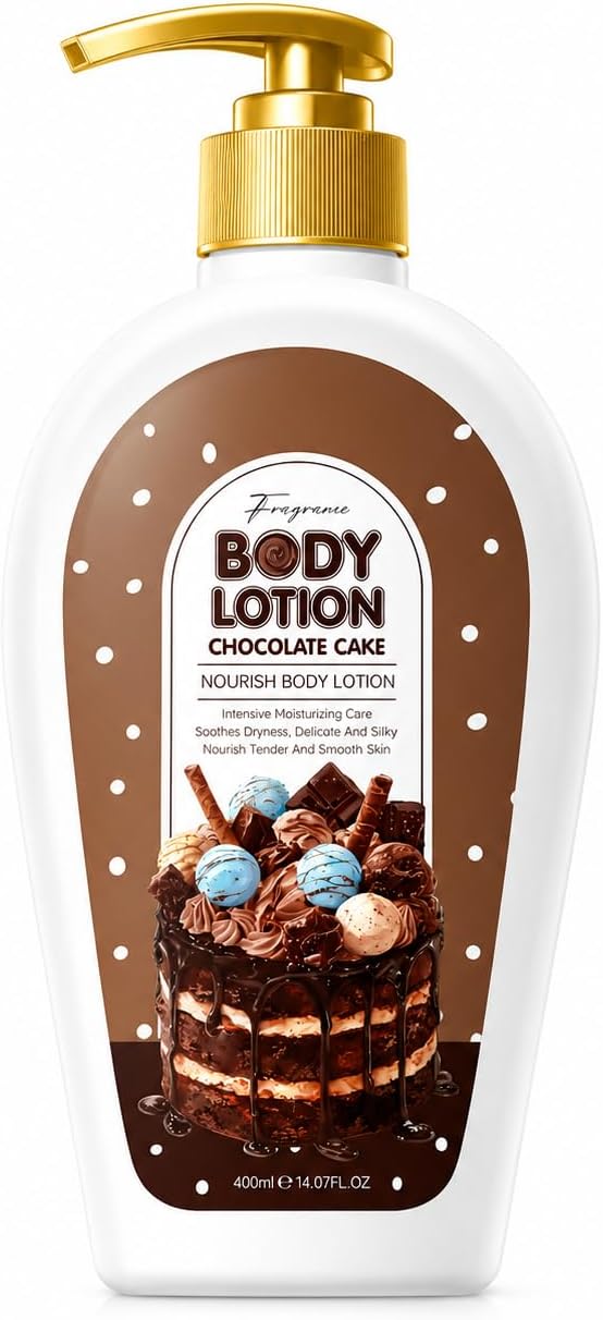 Dessert Inspired Body Lotion – Rich Moisturising Body Cream for Soft, Smooth Skin, Sweet Fragranced, Clean Formula, 400ml (Chocolate Cake)