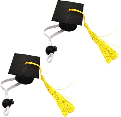 Soochat Mini Graduation Caps with Tassel Small Animal Bachelor Hat Graduation Photo Props Hat Holiday Costume Accessory 2 Pcs Yellow