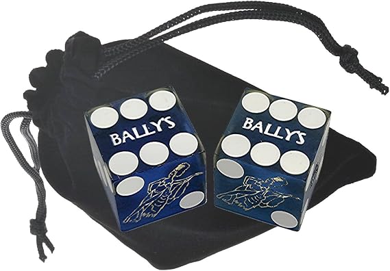 Wide Selection Authentic Las Vegas Casino Craps Dice Pairs with Matching Serial Numbers ... Plus Storage Pouch (Bally's - Blue Frosted)