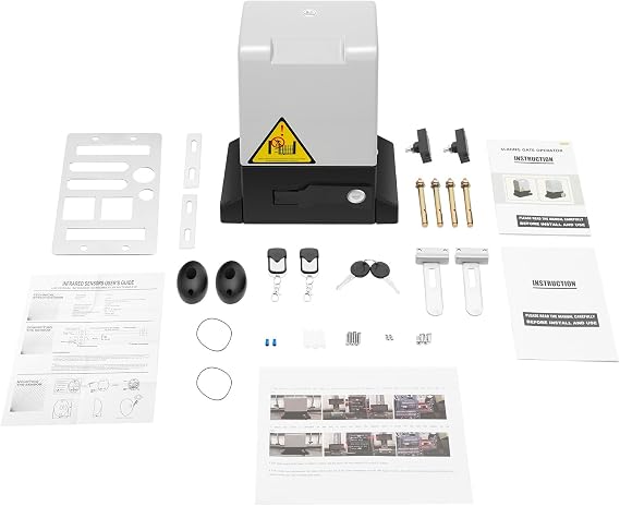 550W Automatic Sliding Gate Opener Kit, Rack Driven Sliding Gate Motor, with Remote Controls and Infrared Sensor, Electric Gate Operator Complete Kit for Slide, Gates Up to 2600 Pounds