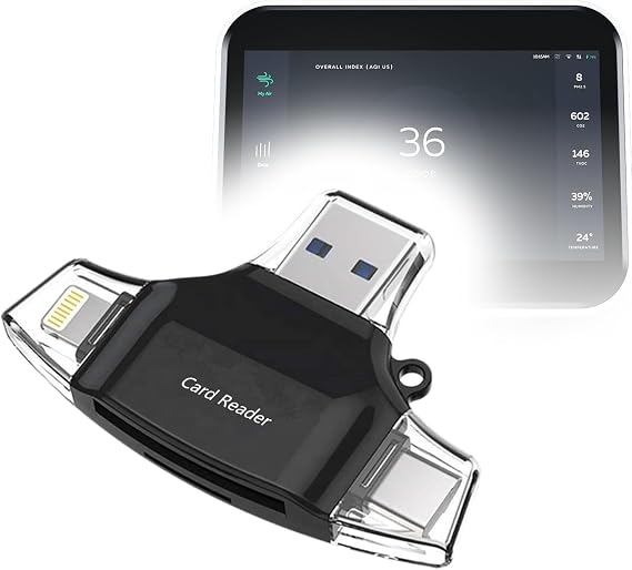 BoxWave Smart Gadget Compatible with Kaiterra Edgesense - AllReader SD Card Reader, microSD Card Reader SD Compact USB - Jet Black