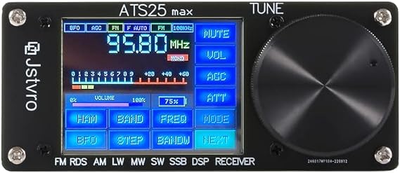 ATS-25max AM FM Portable Radio, Full-Band Radio Receiver DSP Receiver, Upgraded Si4732 ATS-25 with 2.4-inch Color Touch Screen, 2000mAh Lithium Battery