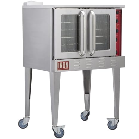 Iron Range IRCO-1 54,000 BTU Single Deck Commercial Gas Convection Oven, 5 Racks, 120V, Stainless Steel, ETL Listed, LPG Conversion Kit Included, Adjustable Legs, Porcelain Interior