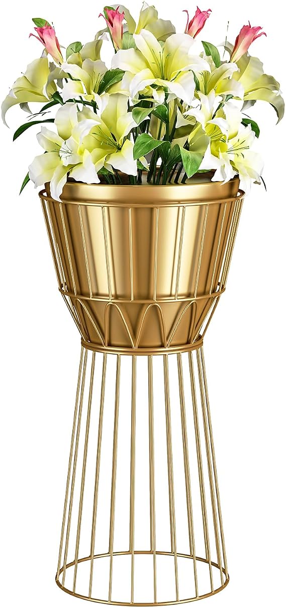 Metal Plant Stand with Pot, 12", Gold