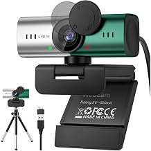 Webcam for PC, 4K Streaming Camera, Web Camera for Desktop/Laptop Computer Webcam with Microphone, Plug and Play USB Web Cam, Aluminum alloy casing, for Live Streaming, Video Calls, and Meetings