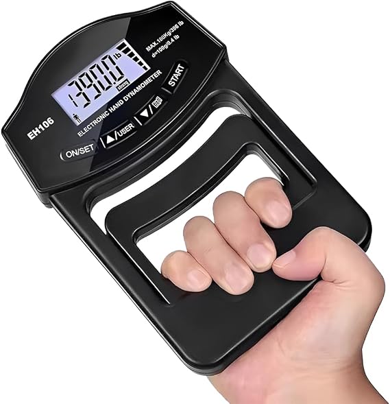 Grip Strength Tester, 396lb/180kg Hand Grip Dynamometer, Multipurpose Digital Forearm Strengthener Force Measurement Tool, Portable Hand Strengthener for Fitness Sport Accessories