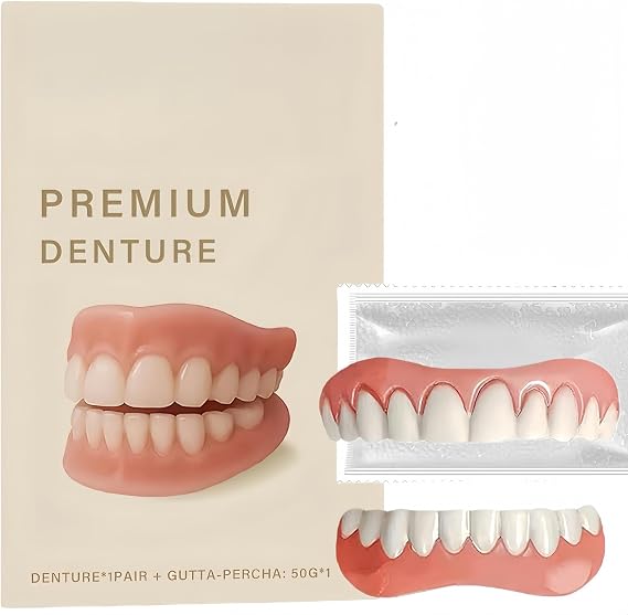 Silicone Denture Reline Kit,Premium Full Denture Set,Silicone Dentures Full Mouth for Men and Women,Moldable Dentures to Fit Over Existing Teeth,Special Design,Easy to Operate,Compact and Portable