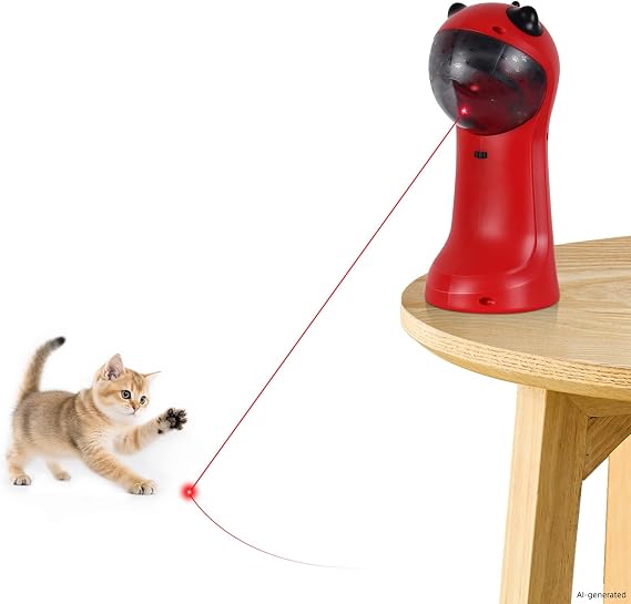 TBTeek Cat Toy, Automatic Cat Toy, 5 Fun Patterns, 4 Speed Modes (Red)