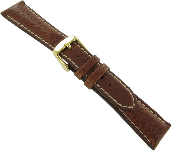 Milano 20mm Genuine Sports Leather DB Padded Brown Replacement Watch Band Strap - 8 inches - Regular Length