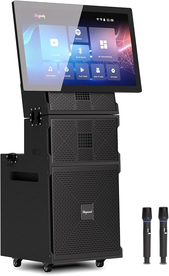 Karaoke Machine for Adults with Lyrics Display, Portable Built-in 22 Inches Tablet with 2 Wireless Microphones,1200W Peak Power Bluetooth Portable Karaoke System for Any Occasion (S-200) (22 inch)