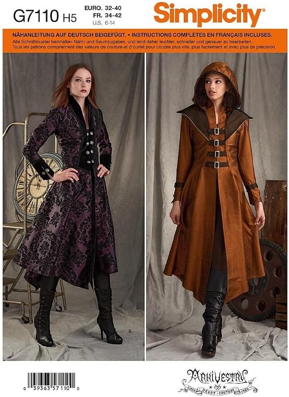Simplicity 8769 Women's Medieval Cosplay and Ren Faire Costume Coat Sewing Pattern, Sizes 6-14