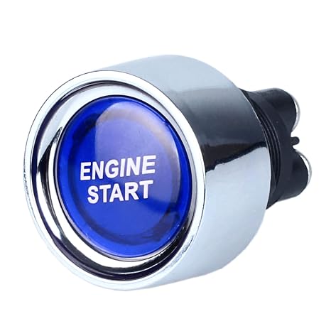 Start Switch 12V DC 50A Car Start Engine Button Starter, Bule Light Switch Push Start Ignition Switch Compatible with Racing SPST (ON)-Off Momentary