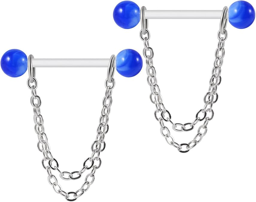 14G Flexible Acrylic Nipple Rings Solid Bioplast Chain Straight Barbell Bars Body Piercing Jewelry