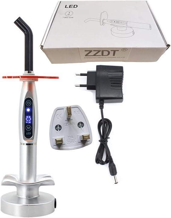 Tooth Gem Kit Led Lamp Tooth Gem Light Have Strong Flashing Gradually Strong Modes Light Tooth gem Kit Tool (UK Adapter-Silver)