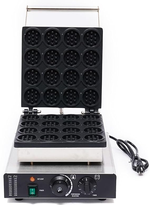 1750W 16 Grids Commercial Round Waffle Maker with Nonstick Teflon Coating