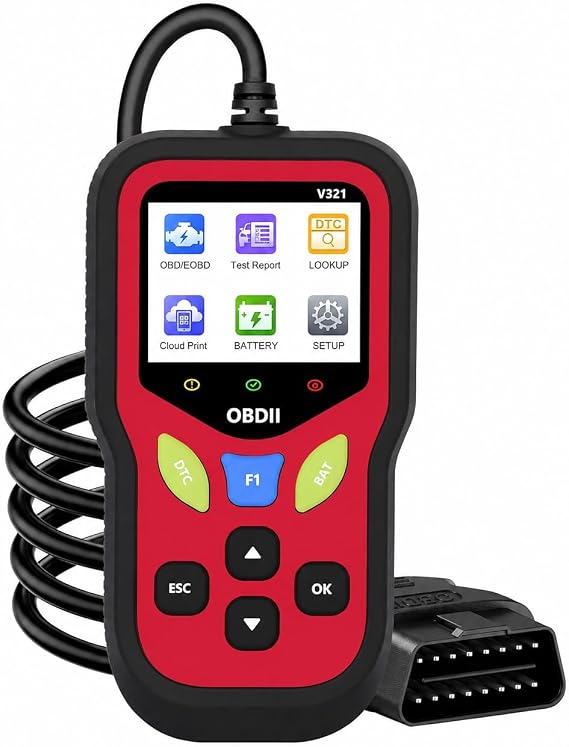 V321 OBD2 Scanner Diagnostic Tool - Erase Engine Light Code Scanner Tool with Reset, 30000+ DTC, Data Printed, Data Stream, I/M Readiness, Car & Truck Scan Tool for All Vehicles Since 1996