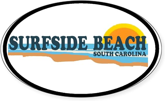 CafePress Surfside Beach SC Beach Design Oval Sticker Oval Bumper Sticker Car Decal