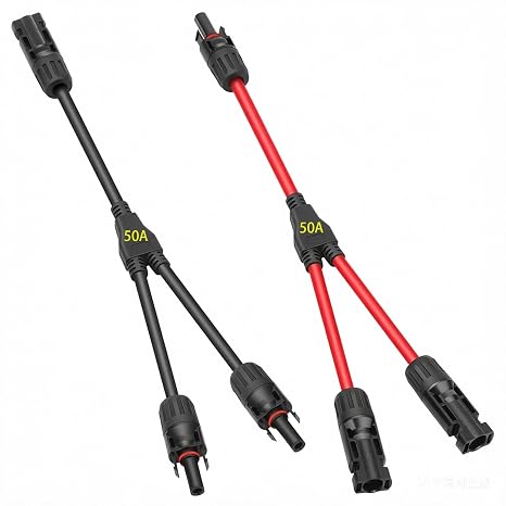 Solar connection Y-branch parallel adapter 600w Solar panel cable Plug distributor Photovoltaic branch plug and socket Supports 50A high current