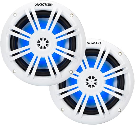 KICKER 49KM604WL KM 6.5" 4 Blue LED Marine Coaxial Speakers - Pair