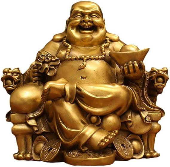 Buddha Statue Home Copper Dragon Chair Laughing Buddha Ornaments Living Room Study Crafts Office Decoration Ornaments Buddha Statues for Home