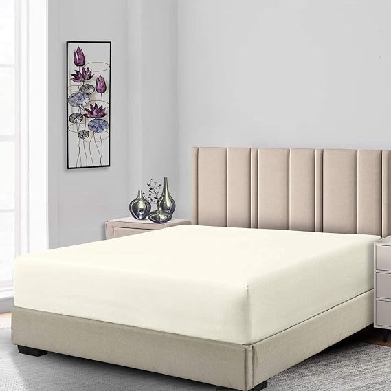 Royal Hotel Cal King Cotton Blend Fitted Sheet, 650 Thread Count, Ivory