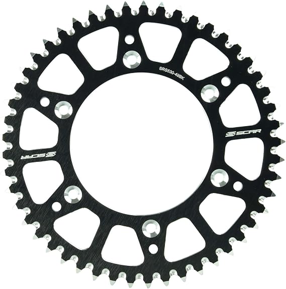 SCAR Aluminum alloy Rear Sprocket Compatible with KTM SX SXF EXC EXCF XC XCW XCF XCFW 125 150 250 300 350 450 500 93-26 HUSQVARNA TC FC TX TE FE FX 14-26 GASGAS MC MCF EC ECF 22-26, Black - 48 tooth