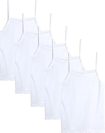 dELiA*s Girls Camisole - 5 Pack 100% Cotton Soft and Breathable Cami Tank Top Girls Undershirts (Sizes: 2T-14)
