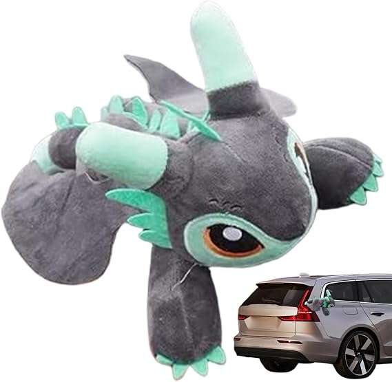 Dragon Car Accessories, Plush Little Flying Toothless Toy with Movable Wing Exterior Cool Car Roof Decoration Toy 13 Inch