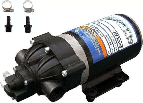 Everflo EF2200 12V Diaphragm Pump with Male 3/8-Inch Hose Barb Kit (Bundle, 2 Items)