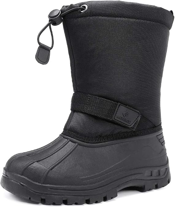 Boys Girls Toddler Snow Boots Waterproof Lightweight Kids Winter Boots with Fur Outdoor (Toddler/Little Kid),U219WTXH001-black-27
