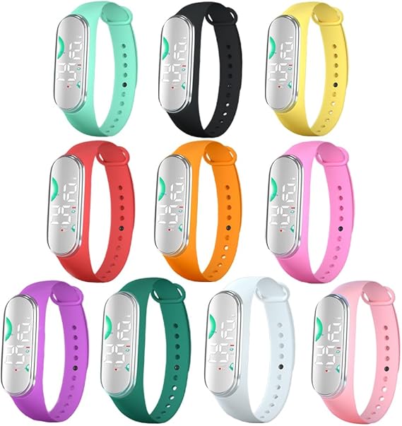 10Pcs Unisex Wholesale LED Digital Wristwatch Classy Silicone Strap Luminous Sport Watches