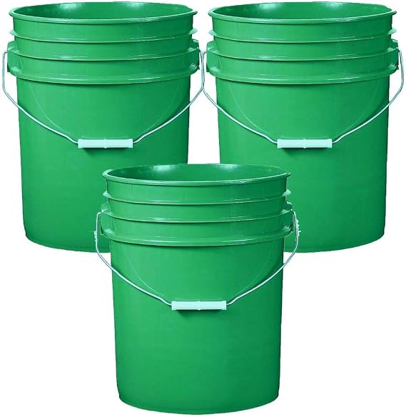 5 Gallon (20L) Plastic Buckets, 3-Pack - Green