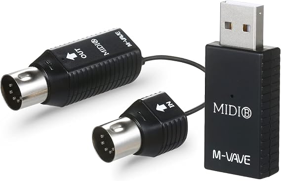 Wireless MIDI Interface, USB Bluetooth MIDI Adapter, 5-Pin DIN for Keyboard