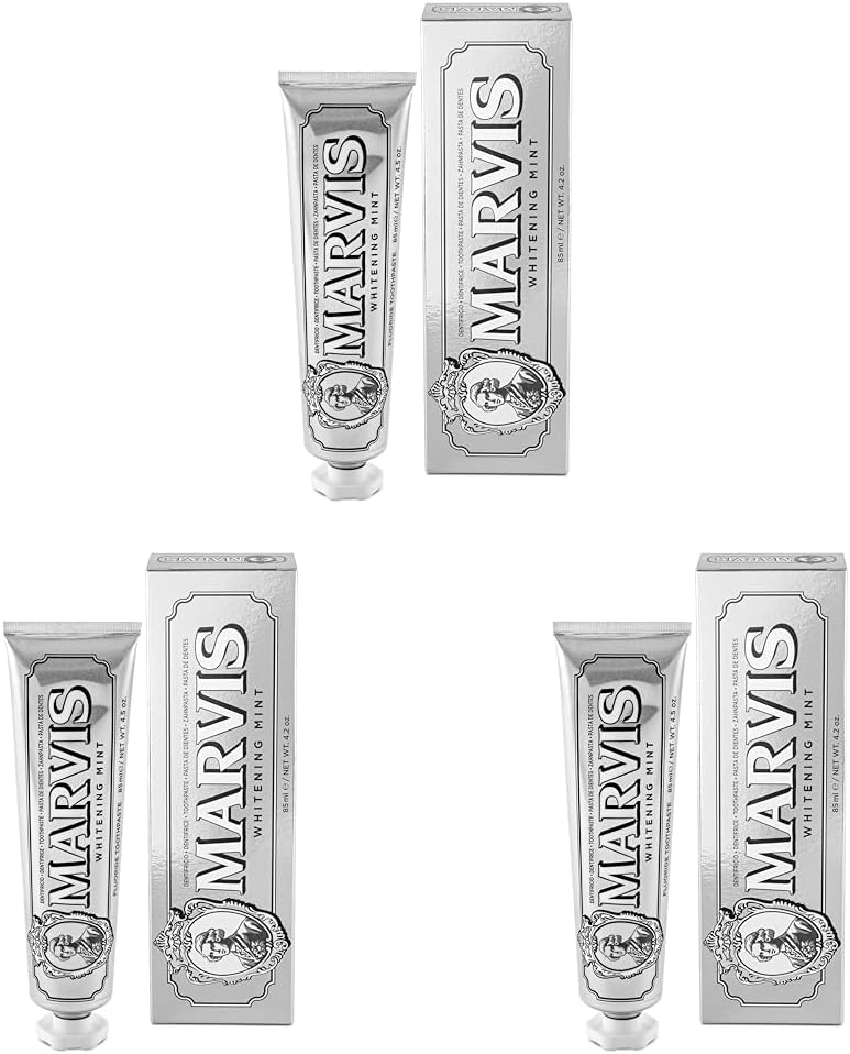 Marvis Whitening Mint Toothpaste 85ml Whitening Toothpaste Promotes Natural Teeth Whitening Toothpaste Removes Plaque & Gives Long-Lasting Freshness Pack of 3