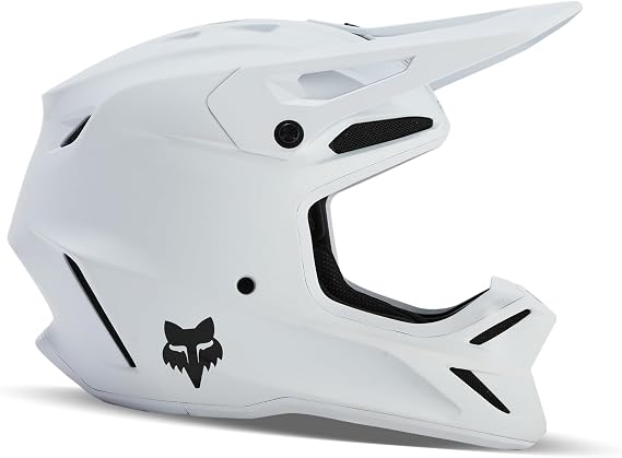 Fox Racing Youth V3 Motocross Dirt Bike Helmet, Matte White, Large