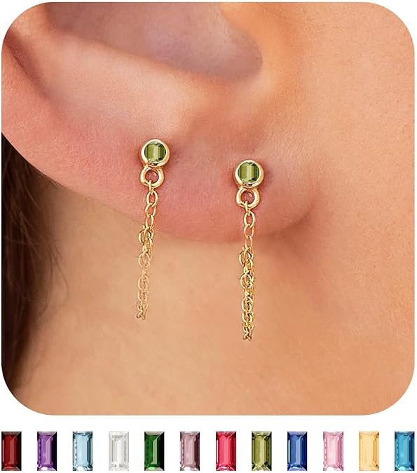 Birthday Earrings for Women 14k Gold Earring Sets for Multiple Piercing Helix Flat Back Earrings Stackable Dainty Stud Earrings Birthday Jewelry Gifts