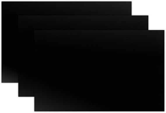 Jet Black | 3 Sheets of 3mm (1/8th Inch), 12x19 inch, cast Acrylic in a Variety of Solid Opaque Colors, Craft Closet Brand