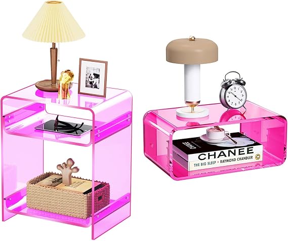 Acrylic Side Table + Floating Nightstand