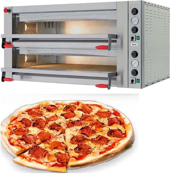 Double Chamber Commercial Pizza Oven With 13.2 Kw Power And Mechanical Display Omcan 40638