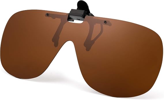 JM Polarized Clip on Sunglasses Frameless Flip Up One Piece Shield Lens for Prescription Glasses