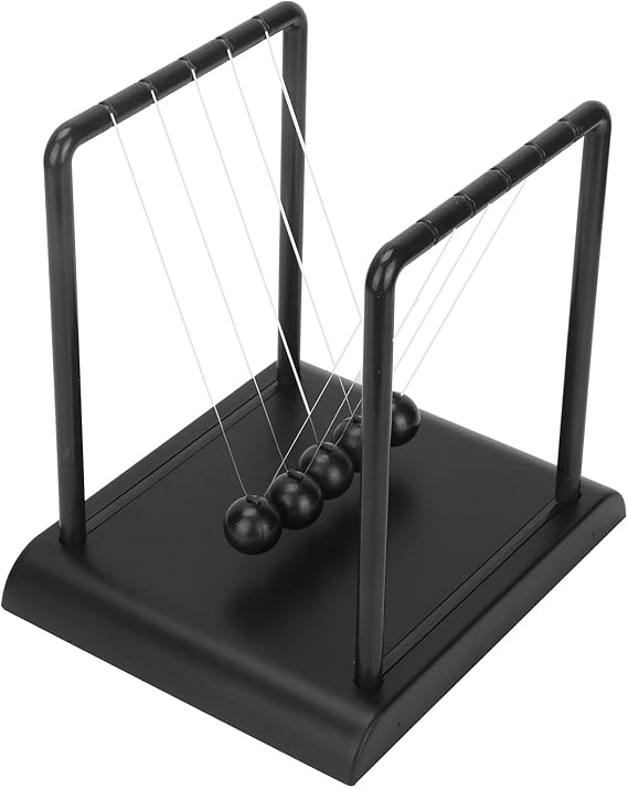 Newtons Cradle Balance Pendulum, 5 Large Beads Newtons Cradle Balance Balls Desk Toy, Fun Physics Science Swinging Ball Stress Relief Accessories Toy for Office, Bedroom