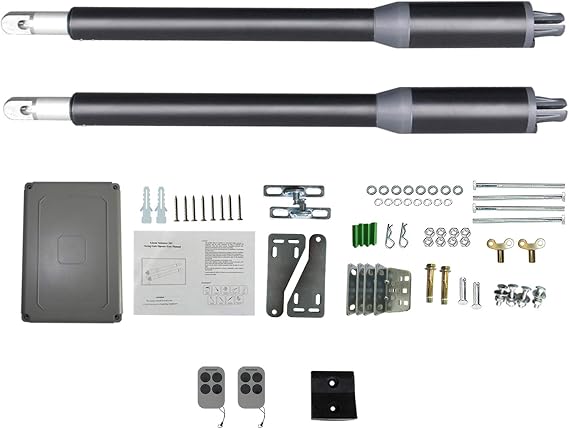 650LB Automatic Dual Swing Gate Opener Kit, 250RPM Electric Gate Opener for Doors, Driveway Home Garden Gate Opening System for Double Swing Gates, Single/Dual Gate Complete Kit