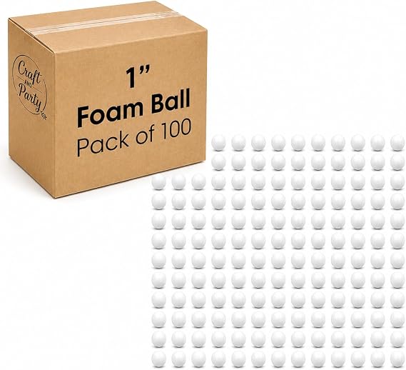 Evershine 100 Pack 1 Inch Craft Foam Ball - White Smooth Craft Foam Polystyrene Balls for DIY Craft and Art School Project