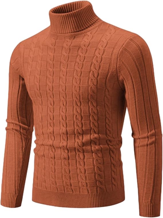 Men's Lightweight Sweaters Pullover Long Sleeve Ribbed Knit Warm Sweater Slim Fit Solid Casual Turtleneck Sweater