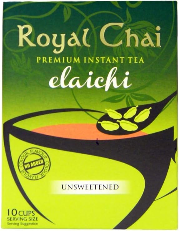 Royal Chai | Elaichi Chai Unsweetened | 10 Single Serving Sachets | Premium Instant Tea