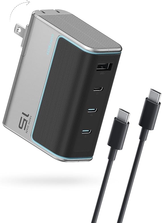 CUKTECH 15 140W USB C Charger, 4-Port Foldable Laptop Block, Advanced GaN Power Adapter, PD3.1 Fast Charging Wall Charger for MacBook, iPhone 16 Series, Samsung Galaxy, iPad, Pixel, and More