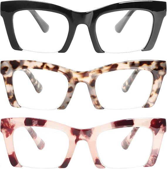 DXYXYO 3 Pack Reading Glasses Womens Blue Light Blocking