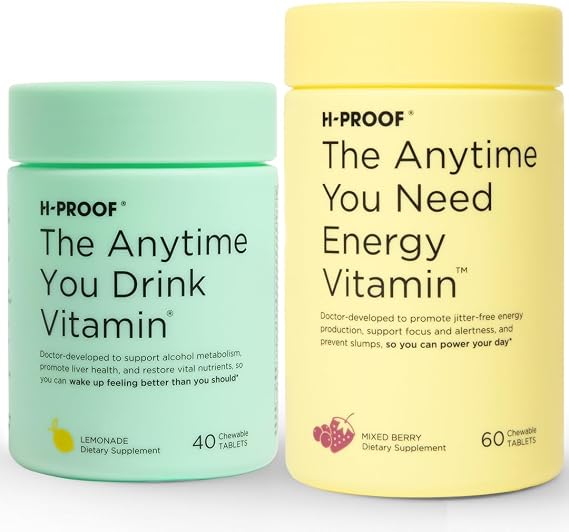 H-PROOF Bundle & Save, The Anytime You Drink Vitamin, 40 Chewable Tablets (20 Servings), Lemonade & The Anytime You Need Energy Vitamin, 60 Chewable Tablets (30 Servings), Mixed Berry