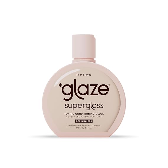 Glaze Supergloss Purple Toning Gloss: Hydrating, toning gloss for blonde, bleached & highlighted hair. Neutralizes yellow tones, boosts shine, conditions in 10 minutes - 6.4 fl oz - Pearl Blonde